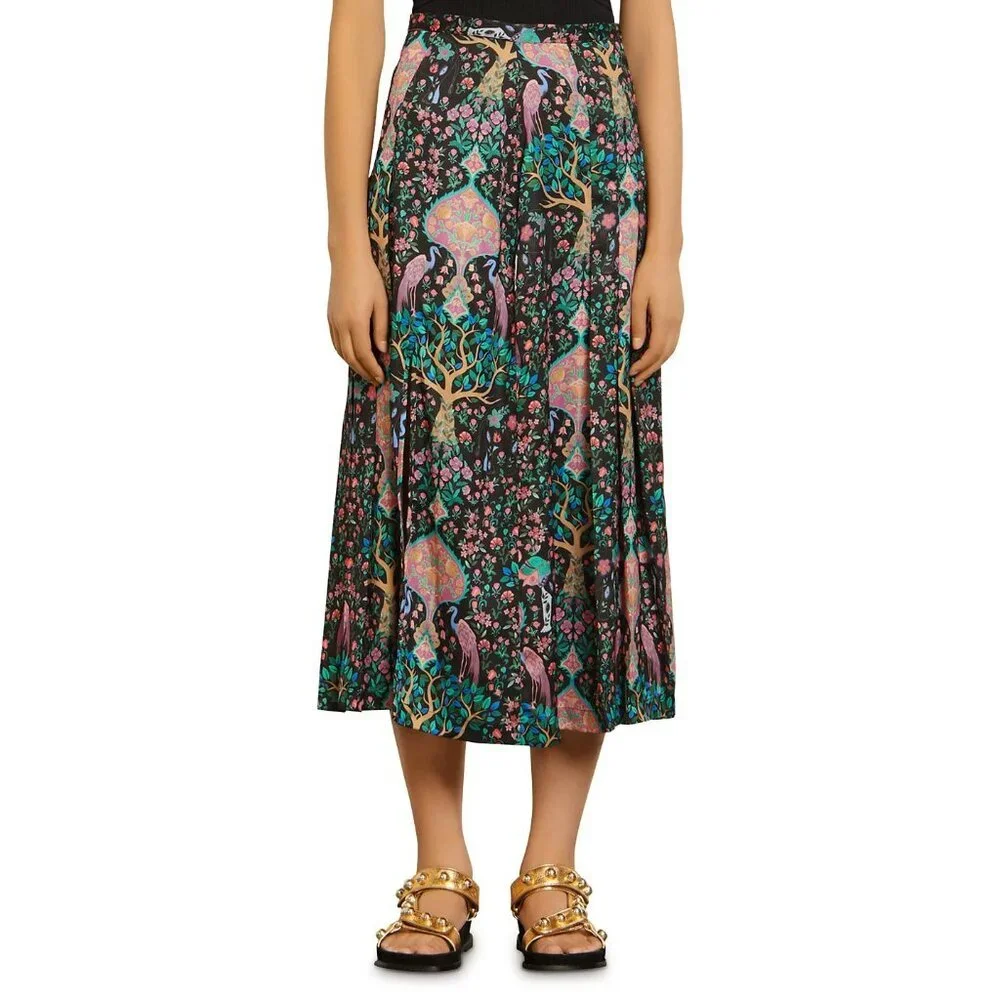 EUC Sandro Ivane Enchanted Forest Midi Skirt 0, XS $295 - Picture 2 of 12